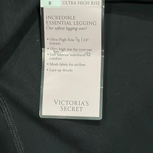 Victoria's Secret NWT Incredible Essential Legging, strappy detail, Black Sz 8 - Picture 2 of 5